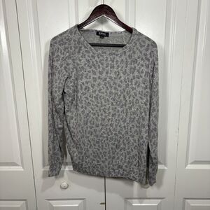 Buffalo David Bitton S Gray Leopard Print Sweater Women Lightweight Fall Chic